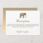 Einfache White Gold Elephant Hochzeitskarte (Vorne/Hinten)