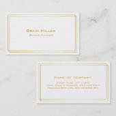 Einfache White Gold Moderne Beruflich Visitenkarte (Vorne/Hinten)