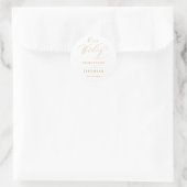 Einfache White Gold Moderne Script Hochzeit Runder Aufkleber (Tasche)