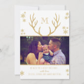 Einfache White & Gold Schneeflocken Weihnachten Fo (Vorderseite)