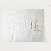 Einfache White Gold Wedding Monogram Foto Stand Wandteppich (Vorderseite (Horizontal))