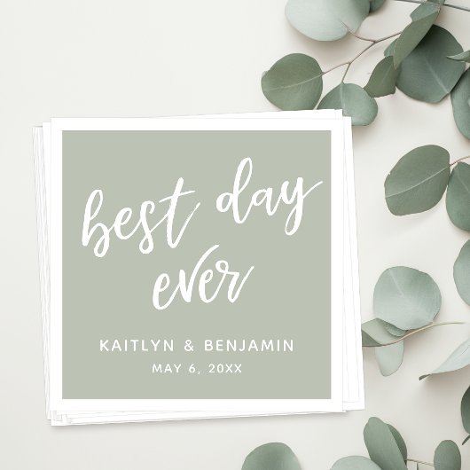 Einfache White Handwriting Best Day Serviette
