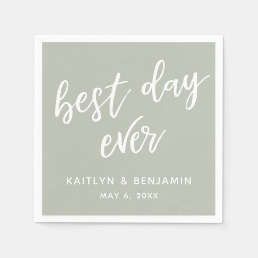 Einfache White Handwriting Best Day Serviette (Vorderseite)