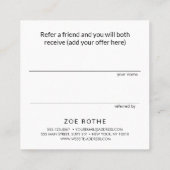 Einfache White-Kundenreferenz Empfehlungskarte (Rückseite)