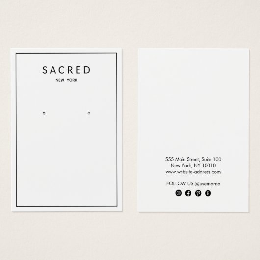 Einfache White Modern Earring Juwelier Display (Vorne & Hinten)