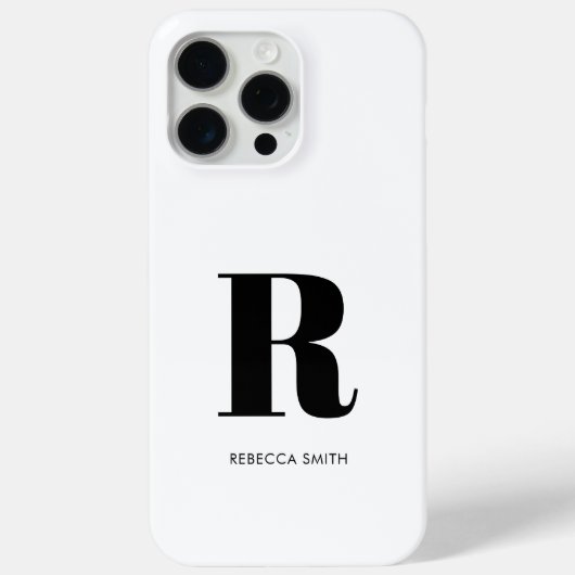 Einfache White Modern Monogram Case-Mate iPhone Hülle (Rückseite)