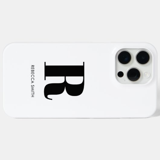 Einfache White Modern Monogram Case-Mate iPhone Hülle (Rückseite (Horizontal))