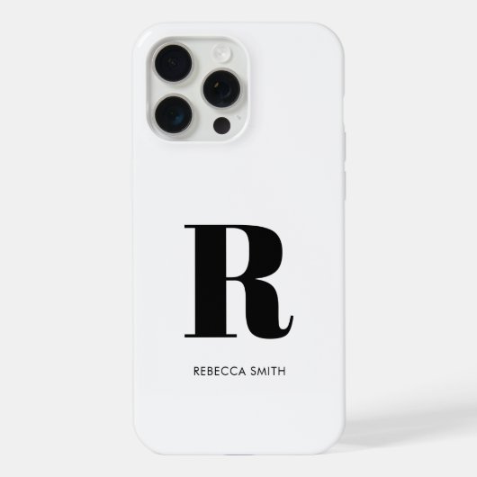 Einfache White Modern Monogram iPhone Hülle (Rückseite)