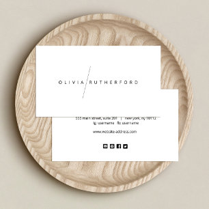 Einfache White Modern Social Media Icons Visitenkarte