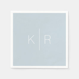 Einfache White Monogram Dusty Blue Wedding Napkins Serviette