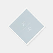 Einfache White Monogram Dusty Blue Wedding Napkins Serviette (Ecke)