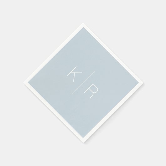 Einfache White Monogram Dusty Blue Wedding Napkins Serviette (Ecke)