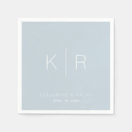 Einfache White Monogram Dusty Blue Wedding Napkins Serviette