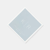 Einfache White Monogram Dusty Blue Wedding Napkins Serviette (Ecke)