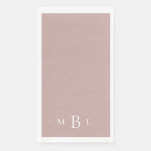 Einfache White Monogram Dusty Rose Wedding Serviette
