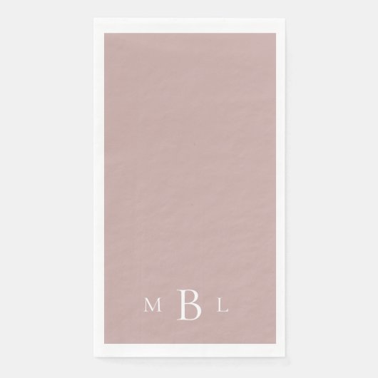 Einfache White Monogram Dusty Rose Wedding Serviette (Vorderseite)