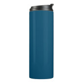 Einfache White Monogram oder Name auf Ocean Blue Thermosbecher (Nach links gedreht)