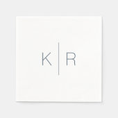 Einfache White Navy Blue Monogram Wedding Napkins Serviette (Vorderseite)