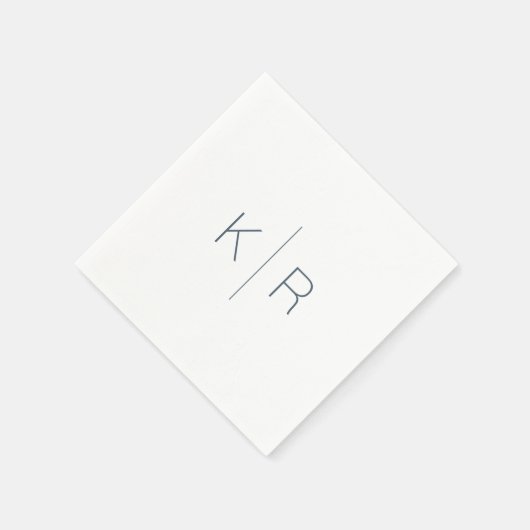 Einfache White Navy Blue Monogram Wedding Napkins Serviette (Ecke)