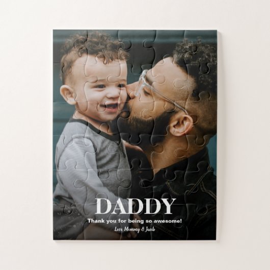 Einfache White Overlay Typ Daddy Foto Puzzle (Vertikal)