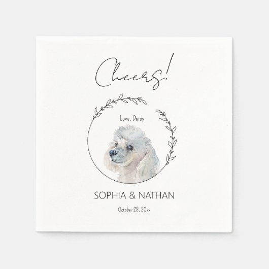 Einfache White Poodle Dog Wedding Cocktail Serviette (Vorderseite)