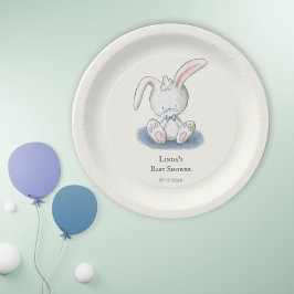 Einfache White Rabbit Blue Krawatte Babydusche Pappteller