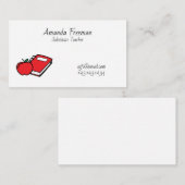 Einfache White Red Apple und Buchaustauschlehrer Visitenkarte (Vorne/Hinten)