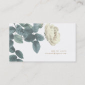 Einfache White Rose Business Card Visitenkarte (Rückseite)