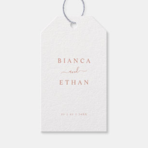Einfache White & Rose-Hochzeit Geschenkanhänger