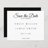 Einfache White Save the Date Budget Hochzeit (Vorne/Hinten)