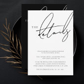 Einfache White Script Typografy Wedding Details Begleitkarte