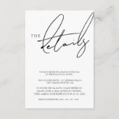 Einfache White Script Typografy Wedding Details Begleitkarte (Vorderseite)