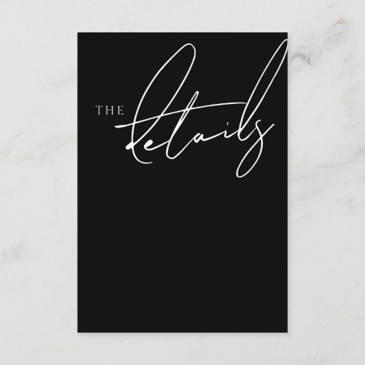 Einfache White Script Typografy Wedding Details Begleitkarte (Rückseite)
