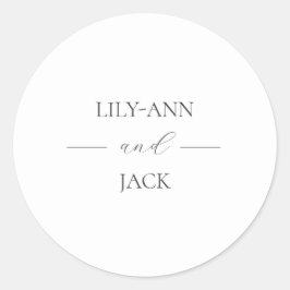 Einfache White Stylish Monogram Script Wedding Runder Aufkleber