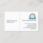 Einfache White Teacher mit Schullogo und QR-Code Visitenkarte (Vorderseite)