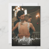 Einfache White Text Calligraphy Wedding Vielen Dan (Vorderseite)