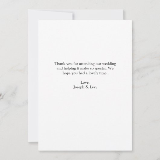 Einfache White Text Calligraphy Wedding Vielen Dan (Rückseite)