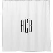Einfache White Three Letter Monogram Duschvorhang (Vorderseite)