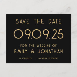 Einfache White Typografy Gold Black Wedding Ankündigungspostkarte
