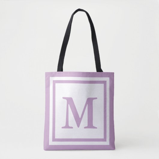 Einfache White und Lilac Monogram Tasche (Vorderseite)