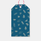 Einfache White Winter Blätter Mistletoe Blue Geschenkanhänger (Rückseite)