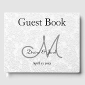 Einfache Whitegraue Hochzeitsempfangsmonogramm Gästebuch (Vorderseite)