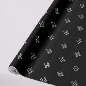 Einfache Wiederholung des Logo-Musters | Schwarz Geschenkpapier