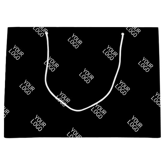 Einfache Wiederholung des Logo-Musters | Schwarz Große Geschenktüte (Vorderseite)