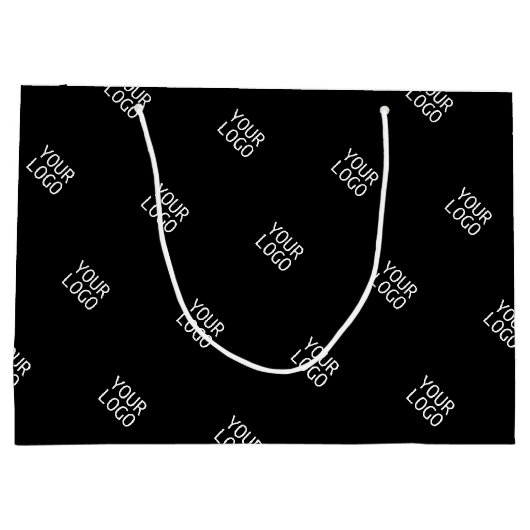 Einfache Wiederholung des Logo-Musters | Schwarz Große Geschenktüte (Rückseite)