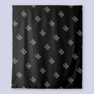 Einfache Wiederholung des Logo-Musters   Schwarz Wandteppich
