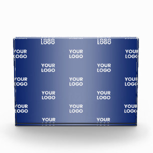 Einfache Wiederholung des Logos Navy Blue Gradient Fotoblock