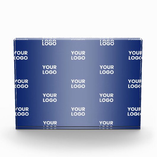 Einfache Wiederholung des Logos Navy Blue Gradient Fotoblock (Vorderseite)