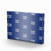 Einfache Wiederholung des Logos Navy Blue Gradient Fotoblock (Rechts)
