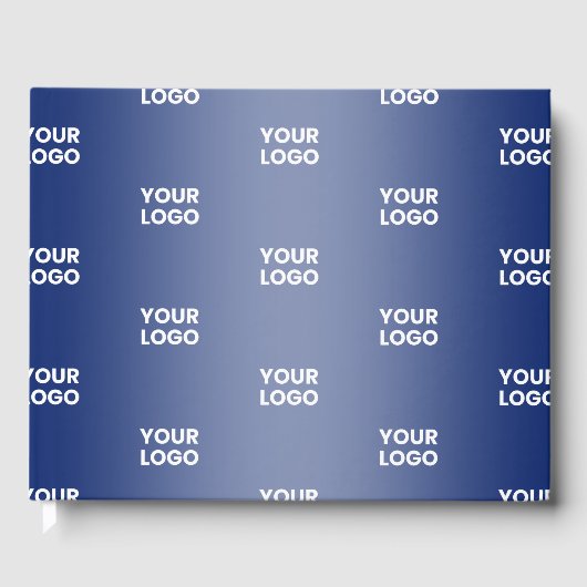 Einfache Wiederholung des Logos Navy Blue Gradient Gästebuch (Vorderseite)